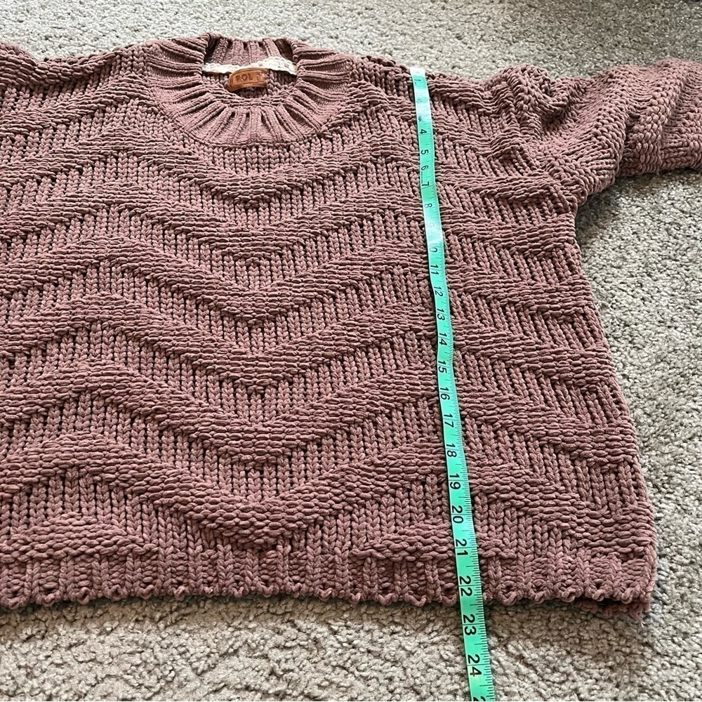 POL chenille knit chevron beige brown sweater women’s large - Picture 6 of 7